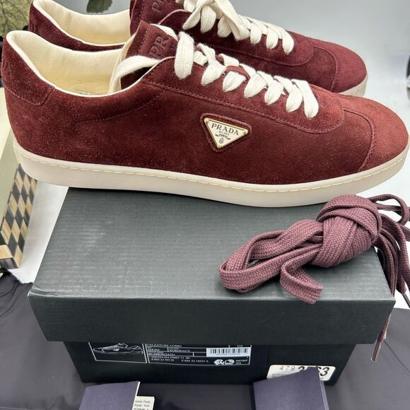 Men's Prada suede triangle logo low top sneakers size 11 US made in Italy - Picture 5 of 10